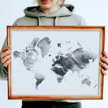 Toile Carte du monde de Black White Watercolor<br><div class="desc">Aquarelle moderne Noir & Blanc Monde</div>