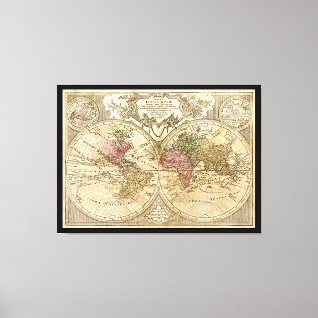 Toile Carte du monde de Mappa Totius Mundi (1775) (Recto)