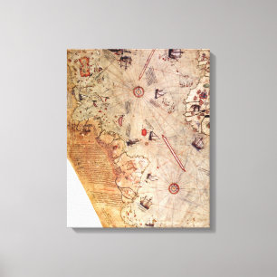 Toile Carte du monde de Piri Reis
