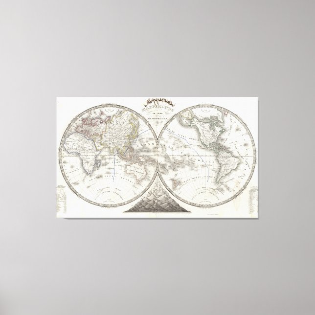 Toile Carte du monde en 2 hémisphères (Recto)