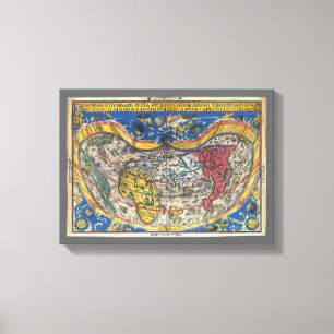 Toile Carte du monde en forme de cœur antique de Peter A