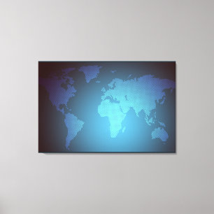 Toile Carte du monde en points numériques avec dégradé a