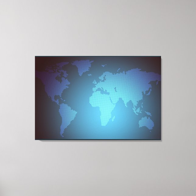 Toile Carte du monde en points numériques avec dégradé a (Recto)