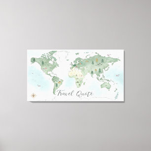 Toile Carte du monde fantaisiste en affiches – Nature à 