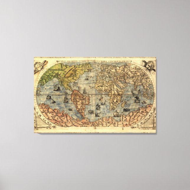 Toile Carte du monde Forlani Antiquev 1565 Renaissance (Recto)