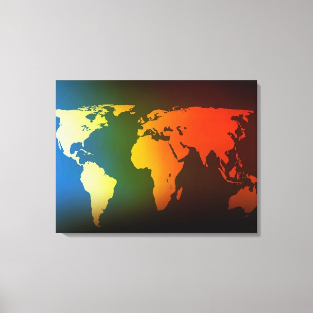 Toile Carte du monde jour et nuit (Recto)