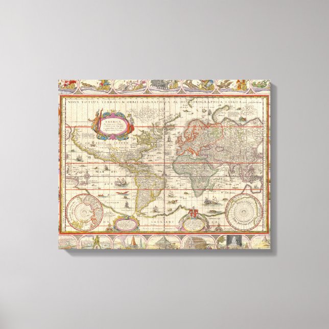 Toile Carte du monde médiéval (par Willem Blaeu) (Recto)