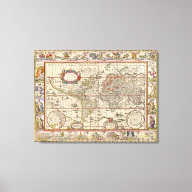 Toile Carte du monde médiéval (par Willem Blaeu) (Recto)