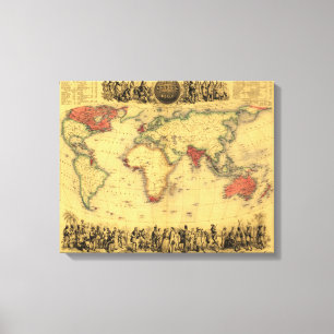 Toile Carte du monde montrant la carte britannique