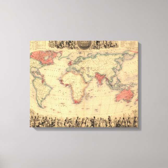 Toile Carte du monde montrant l'Empire britannique (Recto)