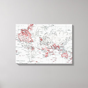 Toile Carte du monde montrant les possessions