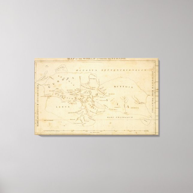 Toile Carte du monde selon Strabo (Recto)