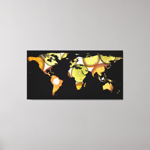 Toile Carte du monde Silhouette - Fruits d'agrumes
