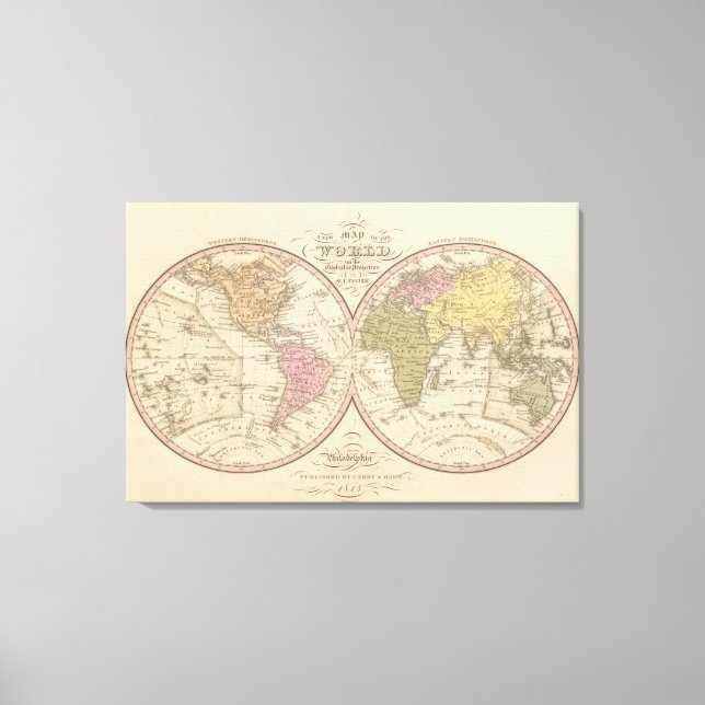 Toile Carte du monde sur la projection mondiale (Recto)