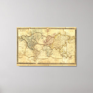 Toile Carte du monde sur Mercators Projection