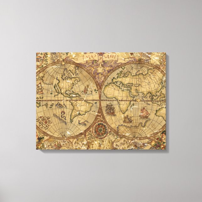 Toile Carte du monde vintage (Recto)