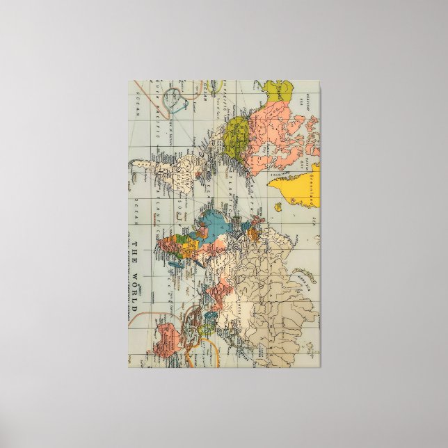 Toile carte du monde vintage (Recto)