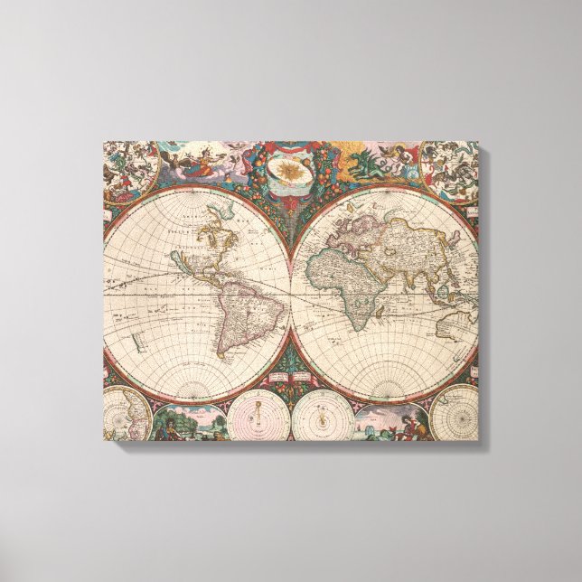 Toile Carte du monde vintage (1665) 2 (Recto)