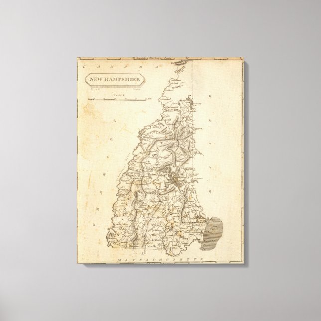 Toile Carte du New Hampshire par Arrowsmith (Recto)