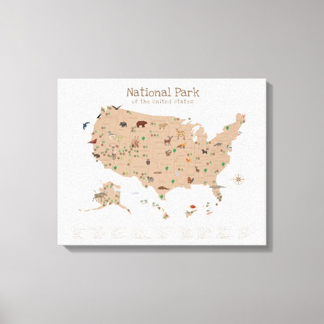 Toile Carte du parc national du Brown Cute Woodland Nurs (Recto)