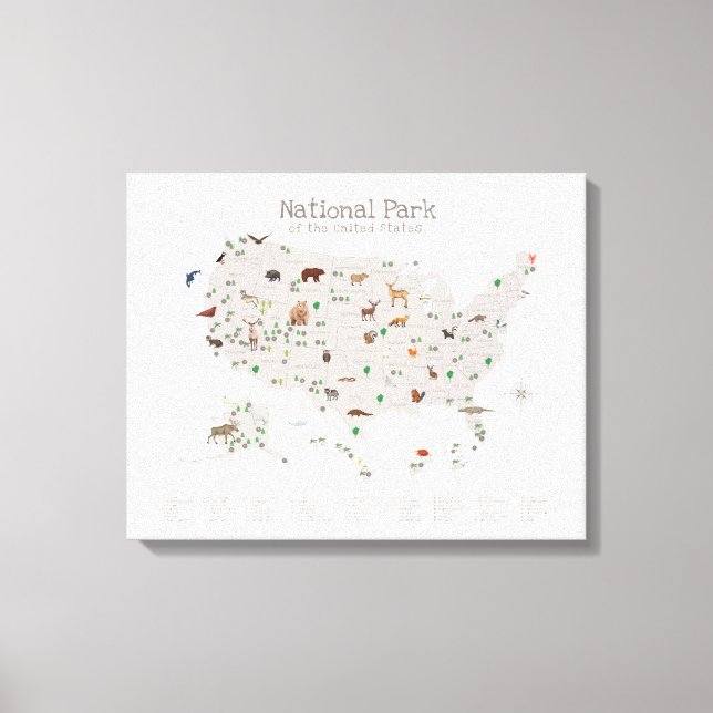Toile Carte du parc national Earth Tone Woodland Nursery (Recto)