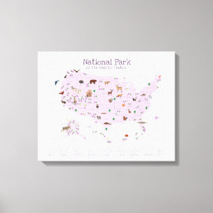 Toile Carte du Parc National Violet pour la Nurserie de 