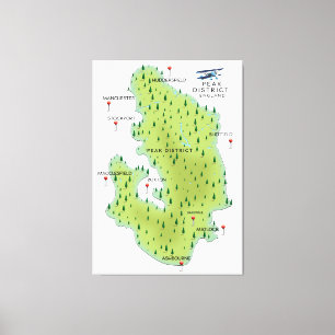 Toile Carte du Peak District Angleterre