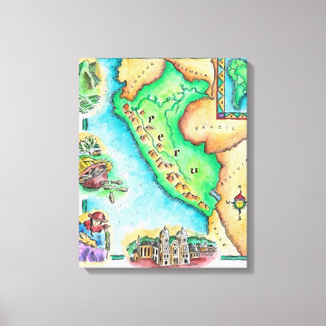 Toile Carte du Pérou (Recto)