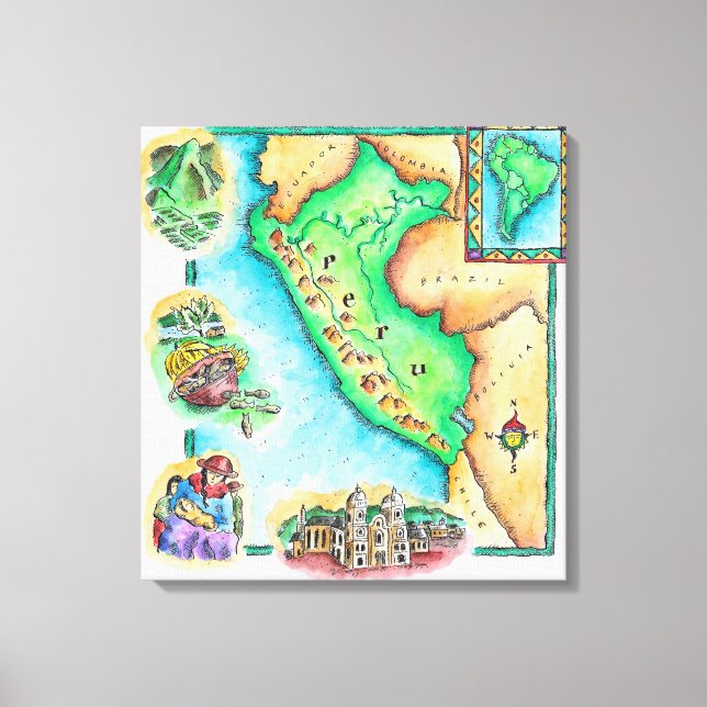Toile Carte du Pérou (Recto)