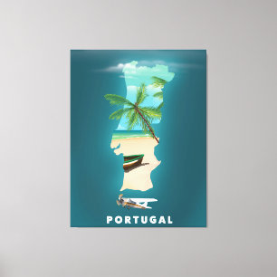 Toile Carte du Portugal affiche de voyage.