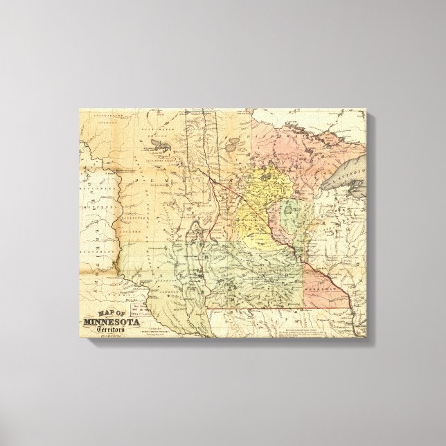 Toile Carte du territoire du Minnesota (1852) (Recto)