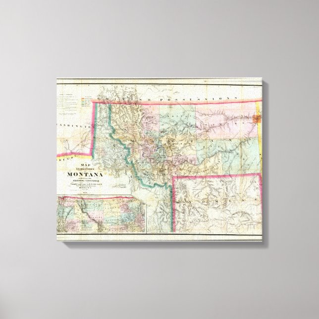 Toile Carte Du Territoire Du Montana (Recto)