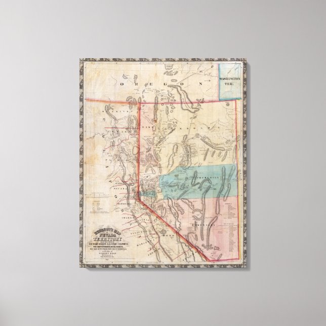 Toile Carte du territoire du Nevada de DeGroot (Recto)