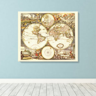 Toile Carte du Vieux Monde antique par Frederick de Wit,