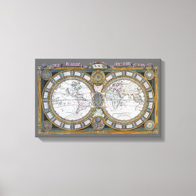 Toile Carte du Vieux Monde par Claude Auguste Berey (Recto)