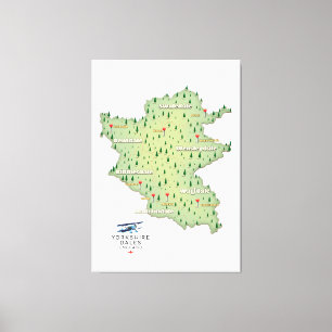 Toile Carte du Yorkshire Dales Angleterre