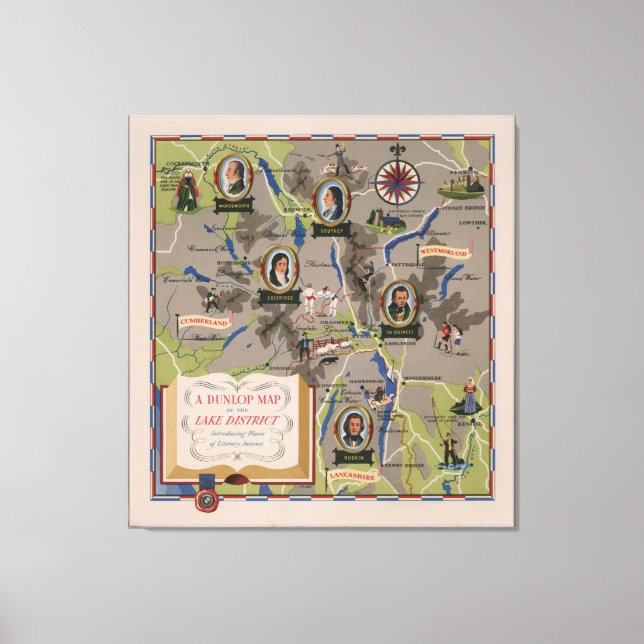 Toile Carte Dunlop Lake District, Angleterre (Recto)