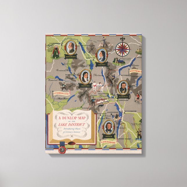 Toile Carte Dunlop Lake District, Angleterre (Recto)