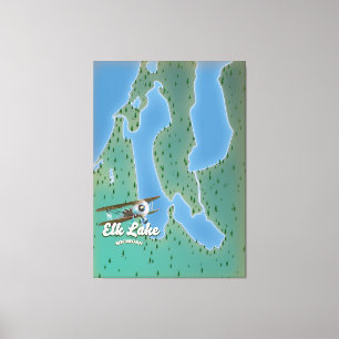 Toile Carte Elk Lake Michigan