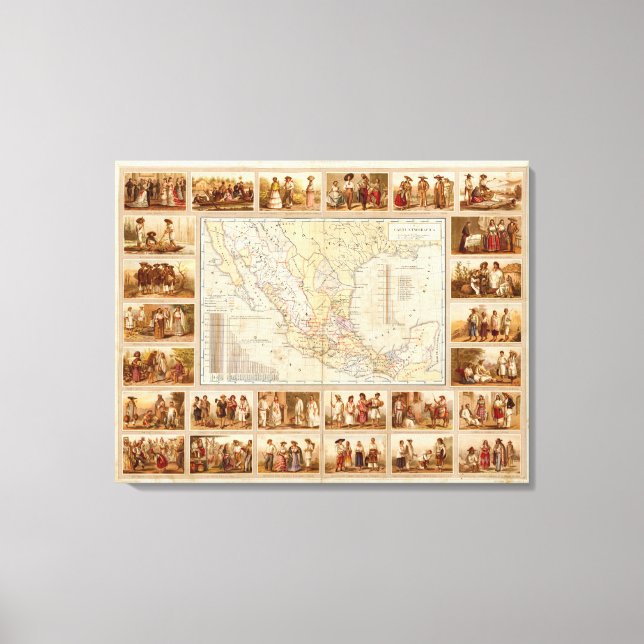 Toile Carte ethnographique du Mexique (Recto)