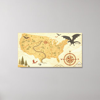 Toile Carte fantastique de dragon des États-Unis – Avent