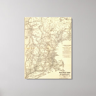 Toile Carte ferroviaire États de la Nouvelle-Angleterre