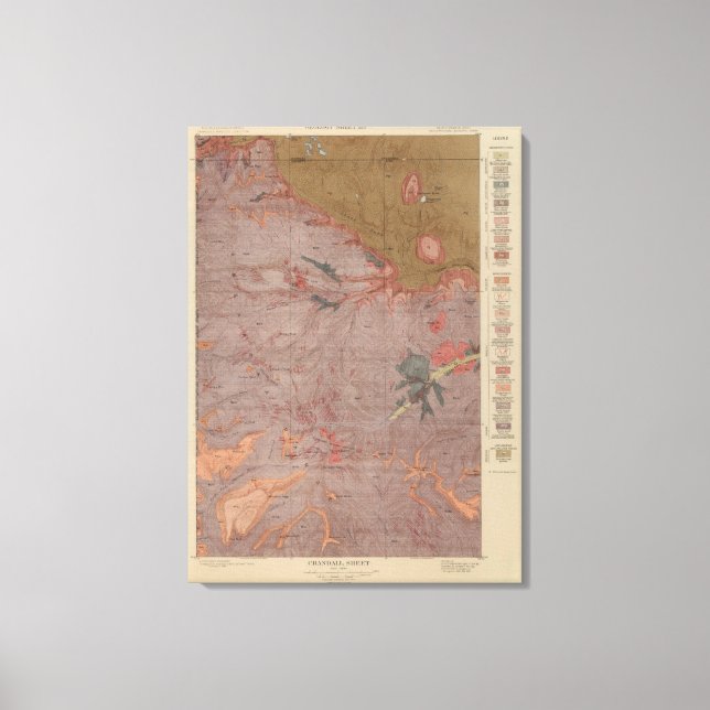 Toile Carte géologique, Partie nationale de Yellowstone, (Recto)