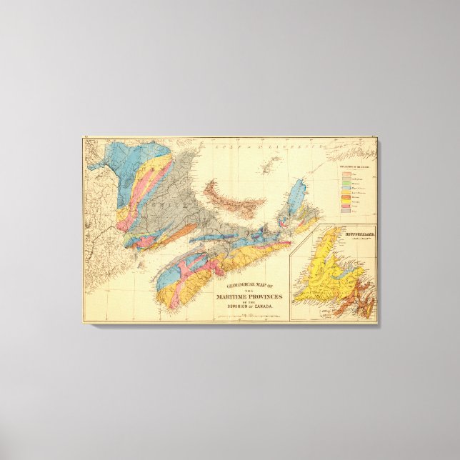 Toile Carte géologique, Provinces maritimes (Recto)