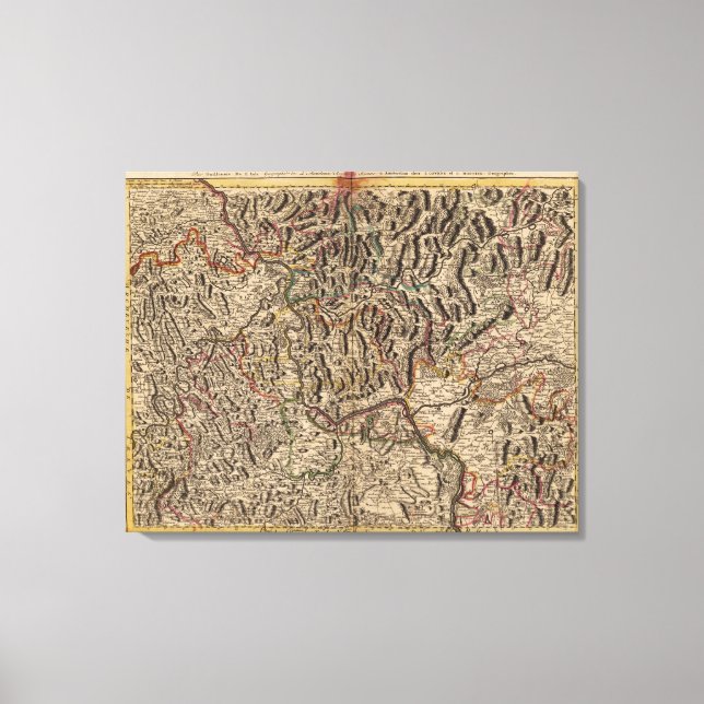 Toile Carte gravée de la vallée du Rhin (Recto)