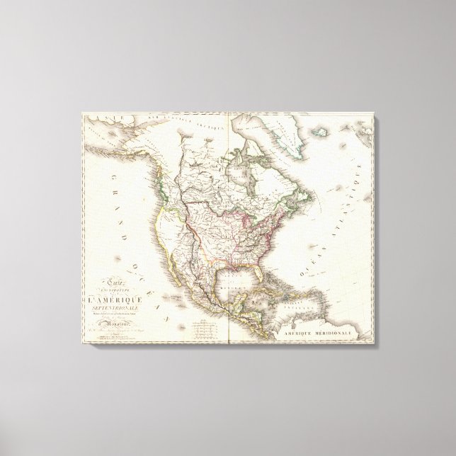 Toile Carte gravée nord-américaine (Recto)