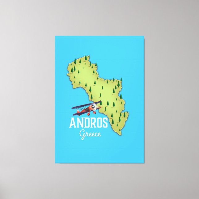 Toile Carte grecque Andros affiche illustrée (Recto)