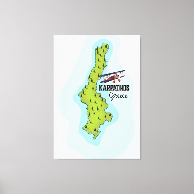 Toile Carte grecque Karpathos Affiche illustrée (Recto)