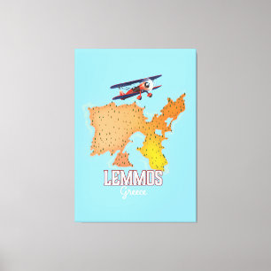 Toile Carte grecque Lemmos Affiche de voyage illustrée