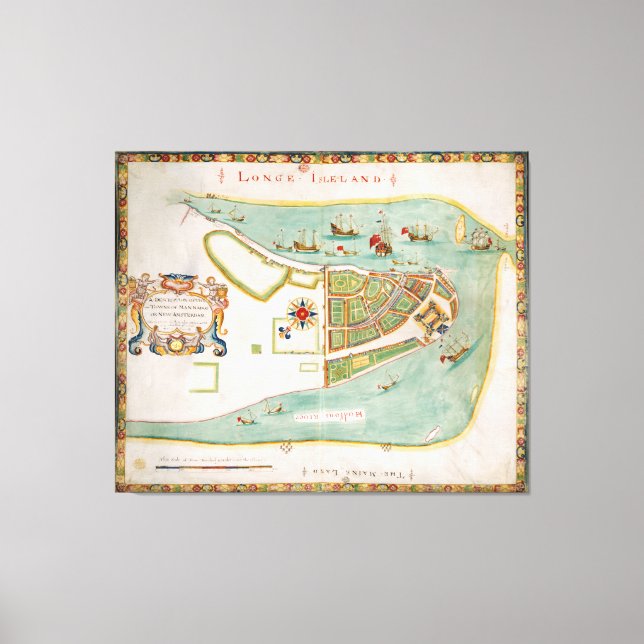 Toile Carte historique de New York (1664) (Recto)